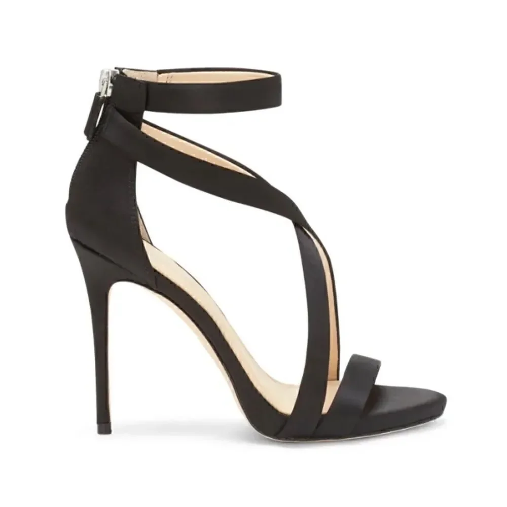 Black satin Imagine Vince Camuto Devin Platform Sandal size 6